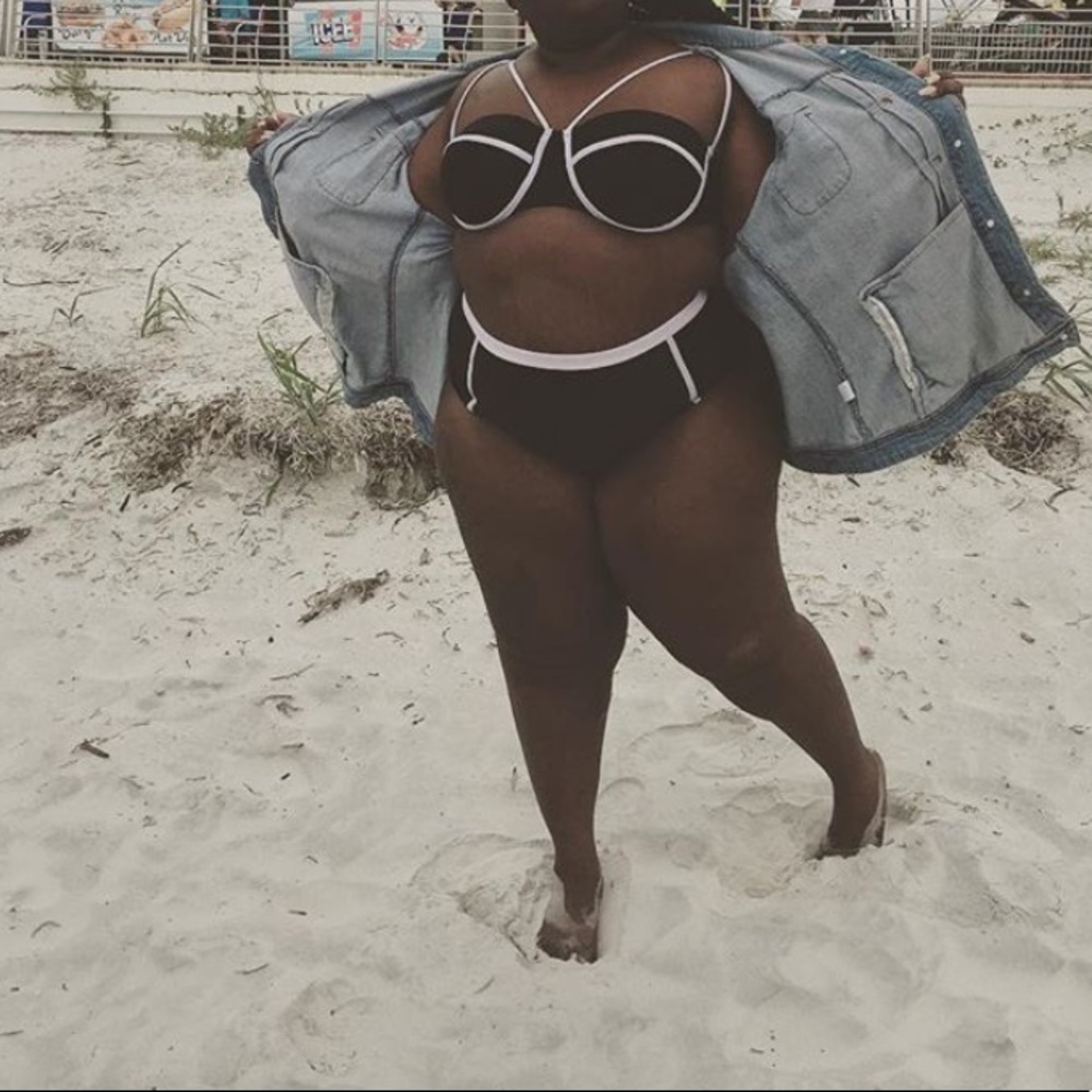 Black and white trendy swimsuit